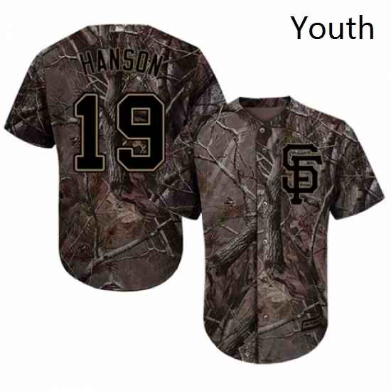 Youth Majestic San Francisco Giants 19 Alen Hanson Authentic Camo Realtree Collection Flex Base MLB Jersey